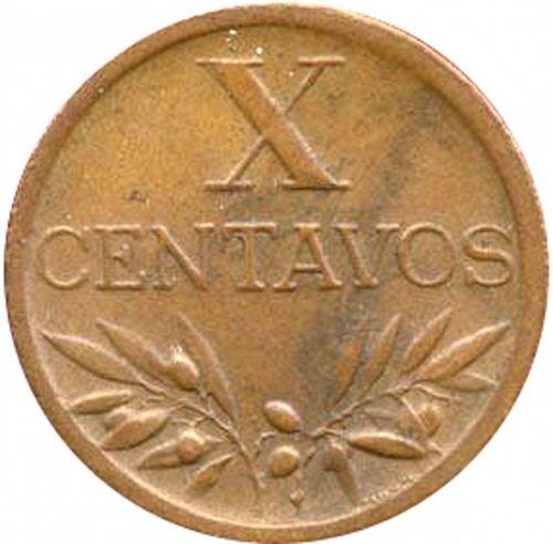 10 Centavos Reverse Image minted in PORTUGAL in 1945 (1910-01 - República)  - The Coin Database