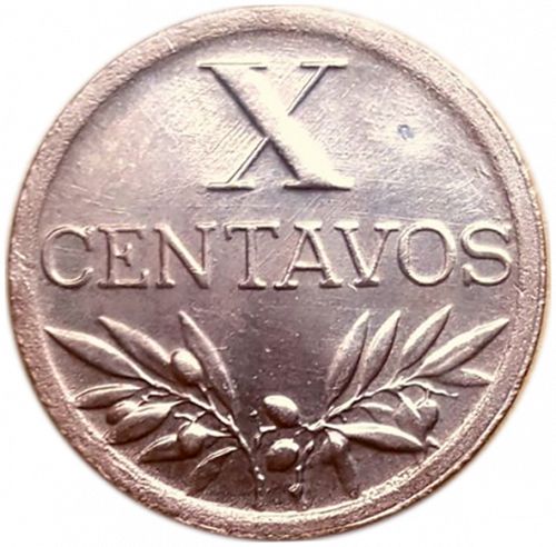 10 Centavos Reverse Image minted in PORTUGAL in 1946 (1910-01 - República)  - The Coin Database