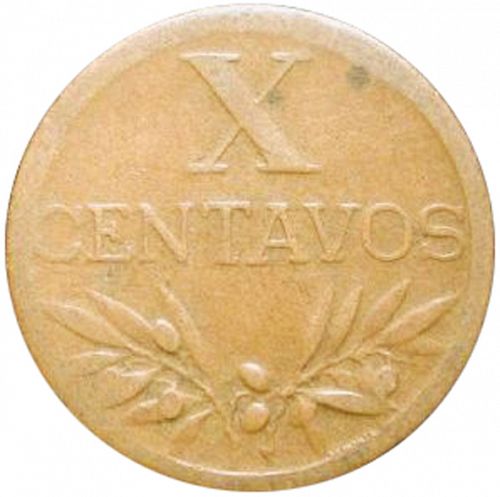 10 Centavos Reverse Image minted in PORTUGAL in 1957 (1910-01 - República)  - The Coin Database
