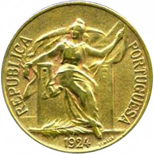 1 Escudo Obverse Image minted in PORTUGAL in 1924 (1910-01 - República)  - The Coin Database