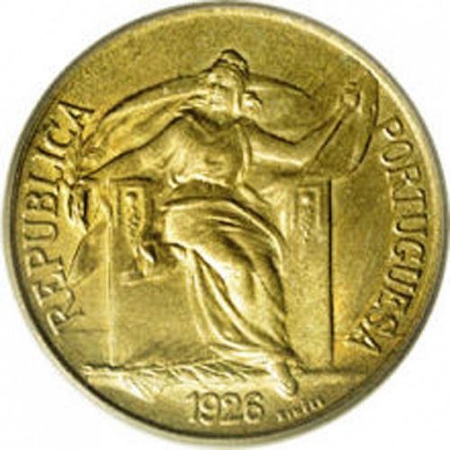 1 Escudo Obverse Image minted in PORTUGAL in 1926 (1910-01 - República)  - The Coin Database