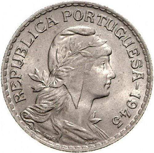 1 Escudo Obverse Image minted in PORTUGAL in 1945 (1910-01 - República)  - The Coin Database
