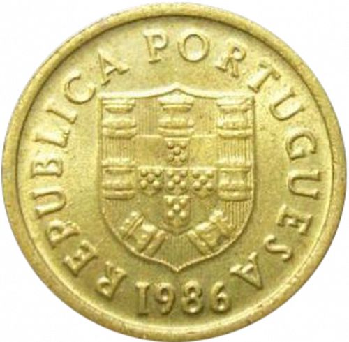 1 Escudo Obverse Image minted in PORTUGAL in 1986 (1910-01 - República)  - The Coin Database