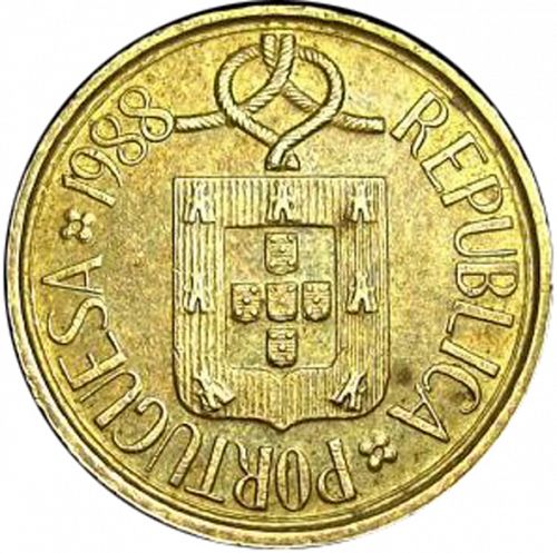1 Escudo Obverse Image minted in PORTUGAL in 1988 (1986-01 - República <small> - New Design</small>)  - The Coin Database