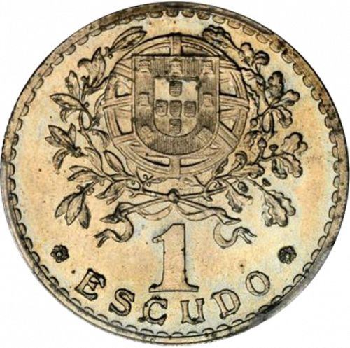 1 Escudo Reverse Image minted in PORTUGAL in 1939 (1910-01 - República)  - The Coin Database