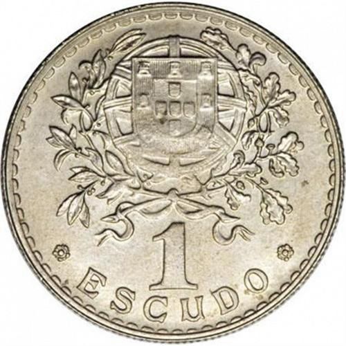 1 Escudo Reverse Image minted in PORTUGAL in 1944 (1910-01 - República)  - The Coin Database