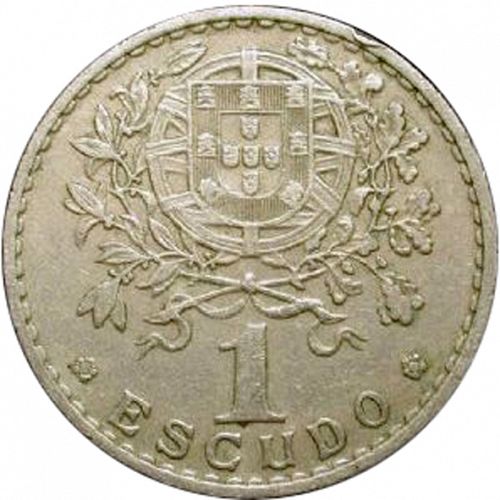 1 Escudo Reverse Image minted in PORTUGAL in 1965 (1910-01 - República)  - The Coin Database