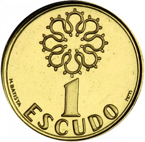 1 Escudo Reverse Image minted in PORTUGAL in 2001 (1986-01 - República <small> - New Design</small>)  - The Coin Database