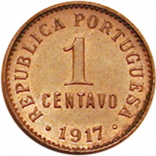 1 Centavo Reverse Image minted in PORTUGAL in 1917 (1910-01 - República)  - The Coin Database