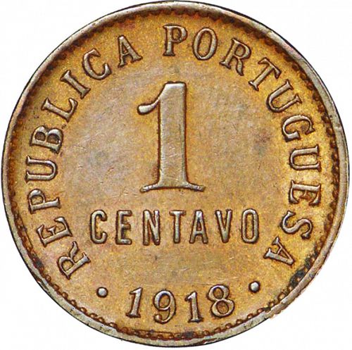 1 Centavo Reverse Image minted in PORTUGAL in 1918 (1910-01 - República)  - The Coin Database