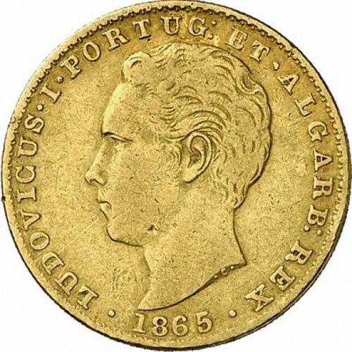 2000 Réis ( Quinto de  Coroa ) Obverse Image minted in PORTUGAL in 1865 (1861-89 - Luis I)  - The Coin Database