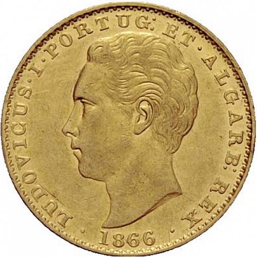 2000 Réis ( Quinto de  Coroa ) Obverse Image minted in PORTUGAL in 1866 (1861-89 - Luis I)  - The Coin Database
