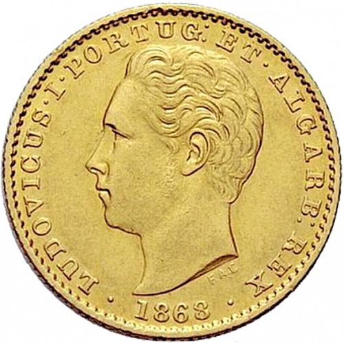 2000 Réis ( Quinto de  Coroa ) Obverse Image minted in PORTUGAL in 1868 (1861-89 - Luis I)  - The Coin Database