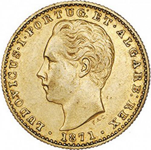 2000 Réis ( Quinto de  Coroa ) Obverse Image minted in PORTUGAL in 1871 (1861-89 - Luis I)  - The Coin Database