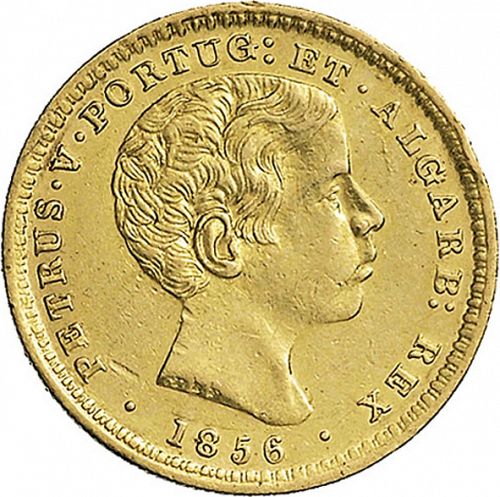 2000 Réis ( 1/5 Coroa ) Obverse Image minted in PORTUGAL in 1856 (1853-61 - Pedro V)  - The Coin Database