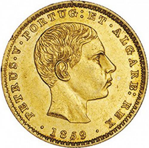 2000 Réis ( 1/5 Coroa ) Obverse Image minted in PORTUGAL in 1859 (1853-61 - Pedro V)  - The Coin Database