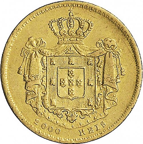 2000 Réis ( 1/5 Coroa ) Reverse Image minted in PORTUGAL in 1856 (1853-61 - Pedro V)  - The Coin Database