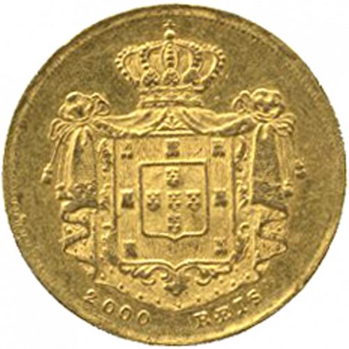 2000 Réis ( 1/5 Coroa ) Reverse Image minted in PORTUGAL in 1857 (1853-61 - Pedro V)  - The Coin Database