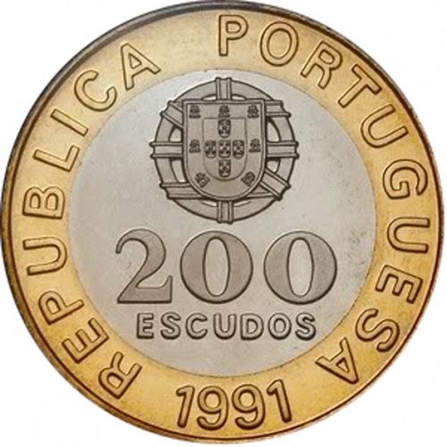 200 Escudos Obverse Image minted in PORTUGAL in 1991 (1986-01 - República <small> - New Design</small>)  - The Coin Database