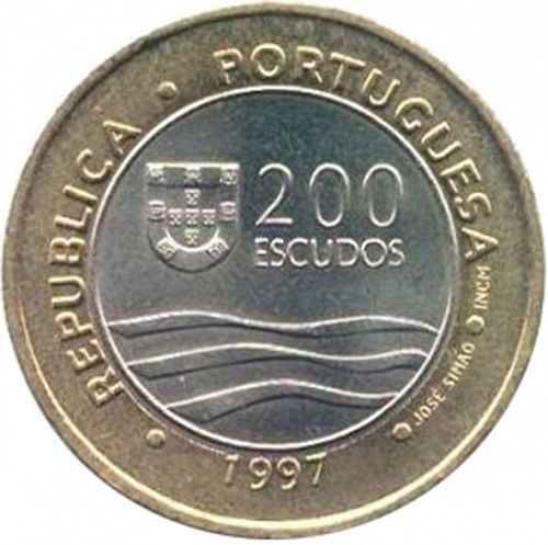 200 Escudos Obverse Image minted in PORTUGAL in 1997 (1986-01 - República <small> - New Design</small>)  - The Coin Database