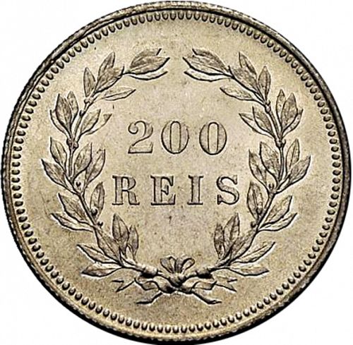 200 Réis ( Dois Tostôes ) Reverse Image minted in PORTUGAL in 1891 (1889-08 - Carlos I)  - The Coin Database