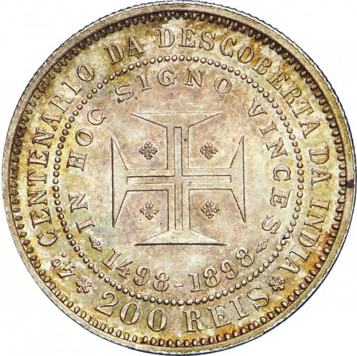 200 Réis ( Dois Tostôes ) Reverse Image minted in PORTUGAL in 1898 (1889-08 - Carlos I)  - The Coin Database
