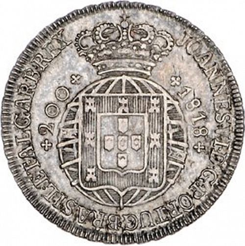 240 Réis ( 12 Vinténs ) Obverse Image minted in PORTUGAL in 1818 (1816-26 - Joâo VI)  - The Coin Database