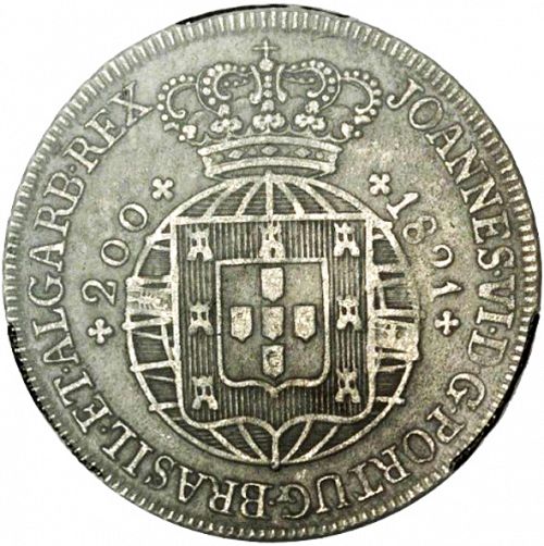 240 Réis ( 12 Vinténs ) Obverse Image minted in PORTUGAL in 1821 (1816-26 - Joâo VI)  - The Coin Database