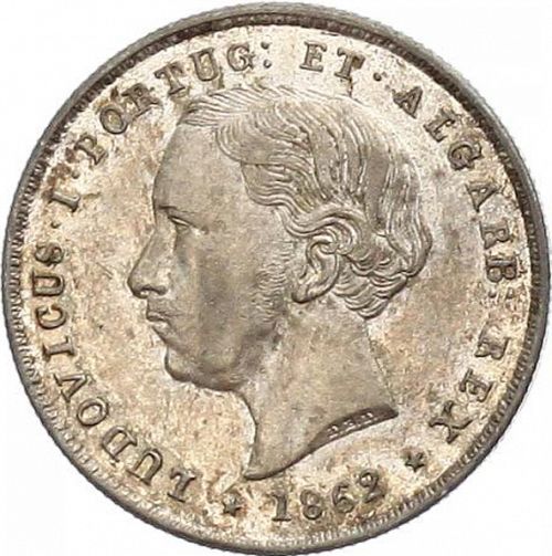 200 Réis ( 2 Tostôes ) Obverse Image minted in PORTUGAL in 1862 (1861-89 - Luis I)  - The Coin Database