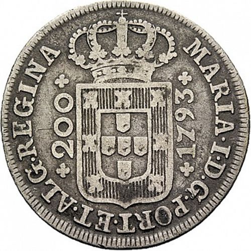 240 Réis ( 12 Vintés ) Obverse Image minted in PORTUGAL in 1793 (1786-99 - Maria I)  - The Coin Database