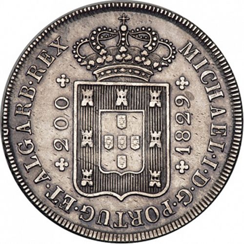 240 Réis ( 12 Vinténs ) Obverse Image minted in PORTUGAL in 1829 (1828-34 - Miguel I)  - The Coin Database