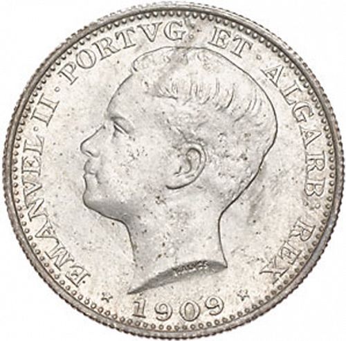 200 Réis Obverse Image minted in PORTUGAL in 1909 (1908-10 - Manuel II)  - The Coin Database
