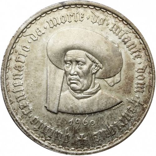20 Escudos Obverse Image minted in PORTUGAL in 1960 (1910-01 - República)  - The Coin Database