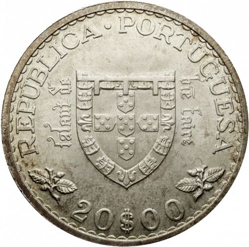 20 Escudos Reverse Image minted in PORTUGAL in 1960 (1910-01 - República)  - The Coin Database