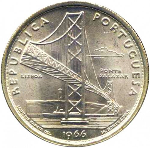 20 Escudos Reverse Image minted in PORTUGAL in 1966 (1910-01 - República)  - The Coin Database