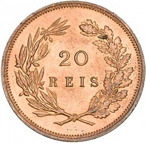 20 Réis ( Vintém ) Reverse Image minted in PORTUGAL in 1891 (1889-08 - Carlos I)  - The Coin Database