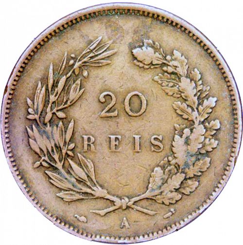 20 Réis ( Vintém ) Reverse Image minted in PORTUGAL in 1891A (1889-08 - Carlos I)  - The Coin Database
