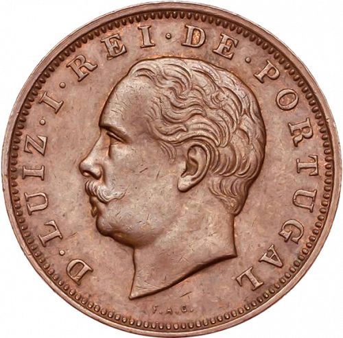 20 Réis ( Vintém ) Obverse Image minted in PORTUGAL in 1882 (1861-89 - Luis I)  - The Coin Database