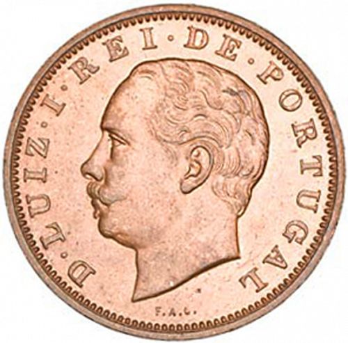 20 Réis ( Vintém ) Obverse Image minted in PORTUGAL in 1883 (1861-89 - Luis I)  - The Coin Database
