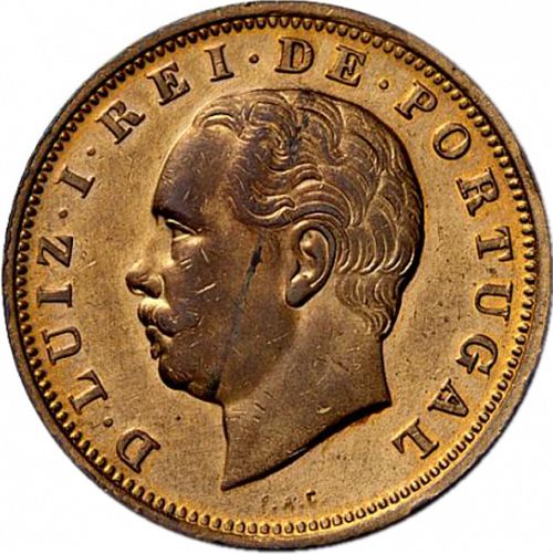 20 Réis ( Vintém ) Obverse Image minted in PORTUGAL in 1884 (1861-89 - Luis I)  - The Coin Database