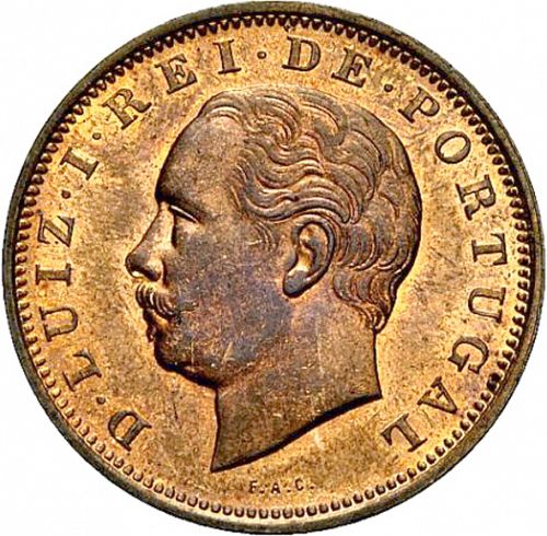 20 Réis ( Vintém ) Obverse Image minted in PORTUGAL in 1885 (1861-89 - Luis I)  - The Coin Database