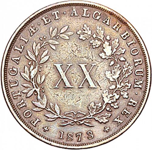 20 Réis ( Vintém ) Reverse Image minted in PORTUGAL in 1873 (1861-89 - Luis I)  - The Coin Database