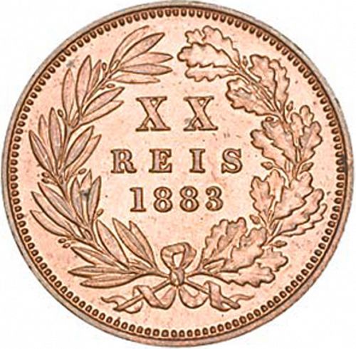 20 Réis ( Vintém ) Reverse Image minted in PORTUGAL in 1883 (1861-89 - Luis I)  - The Coin Database
