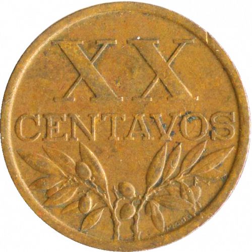 20 Centavos Reverse Image minted in PORTUGAL in 1963 (1910-01 - República)  - The Coin Database