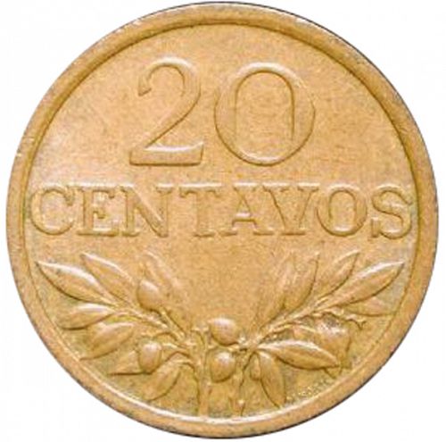 20 Centavos Reverse Image minted in PORTUGAL in 1972 (1910-01 - República)  - The Coin Database