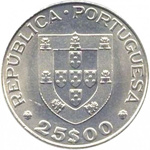 25 Escudos Obverse Image minted in PORTUGAL in N/D (1910-01 - República)  - The Coin Database