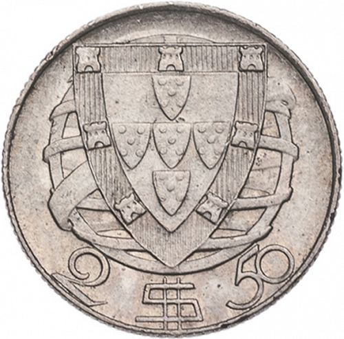 2,50 Escudos Obverse Image minted in PORTUGAL in 1951 (1910-01 - República)  - The Coin Database