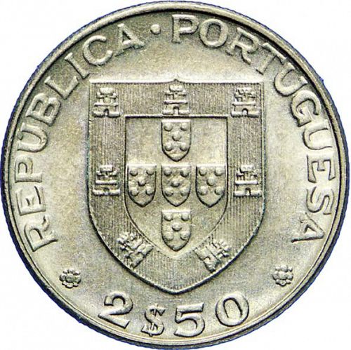 2,50 Escudos Obverse Image minted in PORTUGAL in N/D (1910-01 - República)  - The Coin Database