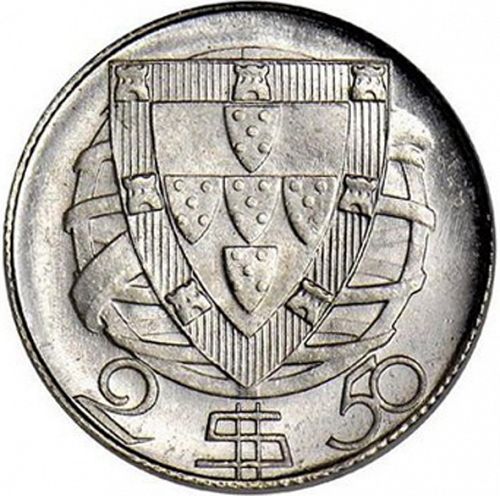 2,50 Escudos Reverse Image minted in PORTUGAL in 1940 (1910-01 - República)  - The Coin Database