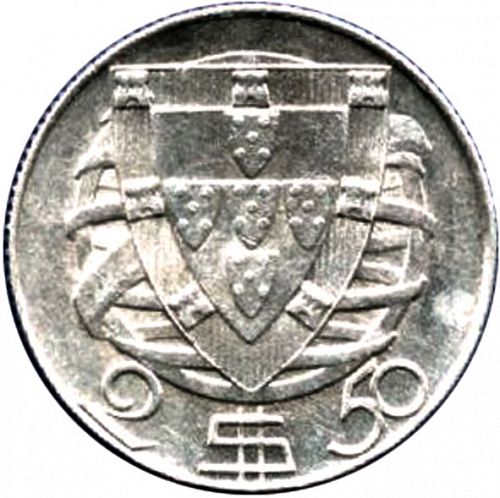 2,50 Escudos Reverse Image minted in PORTUGAL in 1944 (1910-01 - República)  - The Coin Database